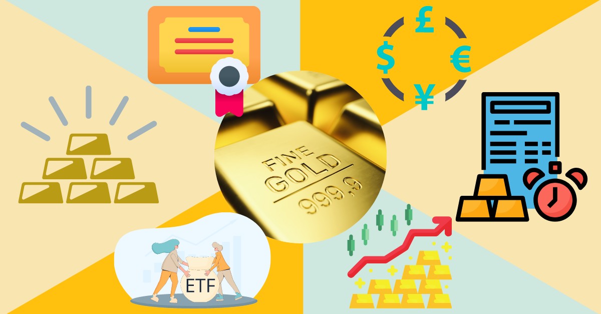 image featuring different gold financial instruments